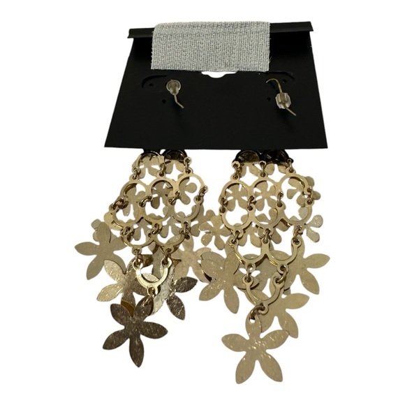 New NOIR Jewelry Gold Flower Drop Dangle Earrings - Picture 4 of 5